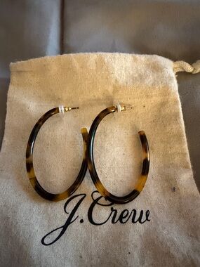 J. Crew Tortoiseshell Oval Hoop Earrings in Brown and Black